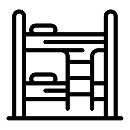 Bunk bed icon. Outline bunk bed icon for web design isolated on white backgroundの写真素材