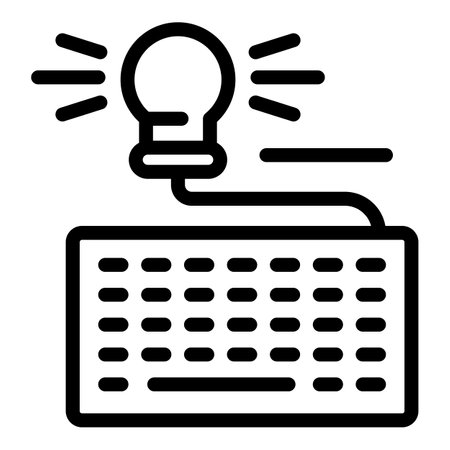 Keyboard with light bulb icon, outline styleの写真素材