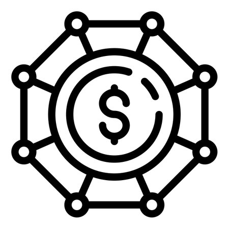 Target dollar in a circle icon, outline styleの写真素材