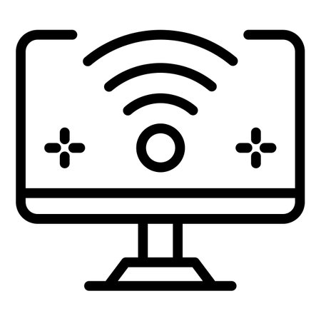 Wifi on computer icon, outline styleの写真素材