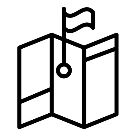 Road map with flag icon, outline styleの写真素材