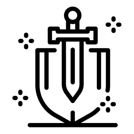 Guard shield sword icon, outline styleの写真素材