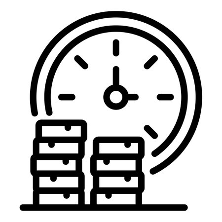 Coins stack and time icon, outline styleの写真素材