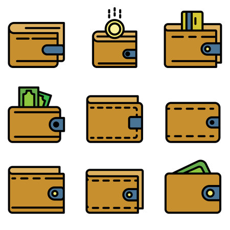 Wallet icons set flatの写真素材