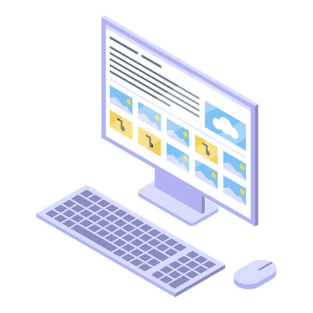 Computer desktop storage icon, isometric styleの写真素材