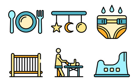 Babysitter icons flatの写真素材