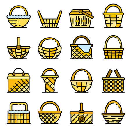 Wicker icons set flatの写真素材