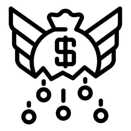 Crisis money bag icon, outline styleの写真素材