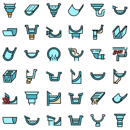 Gutter icons set flatの写真素材