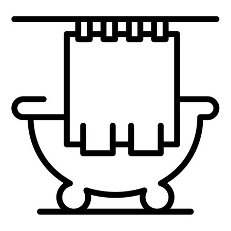 Shower curtain bathtub icon, outline styleの写真素材