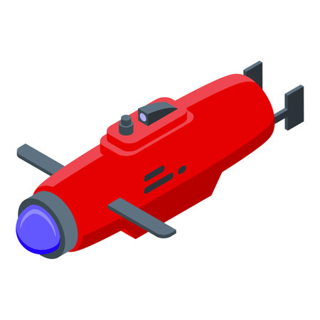 Red bathyscaphe icon, isometric styleのイラスト素材