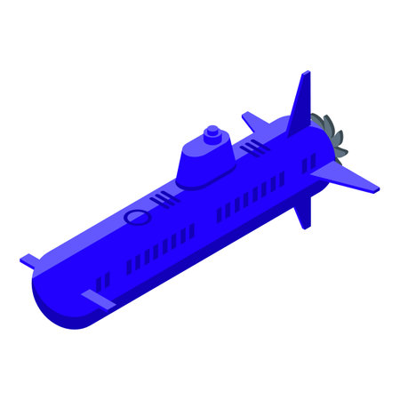 Blue aqua submarine icon, isometric styleのイラスト素材