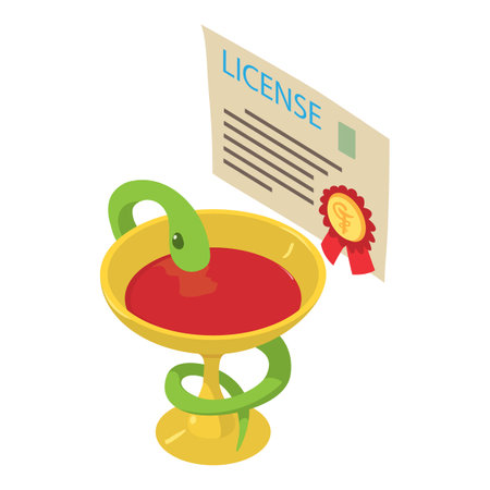 Medical license icon. Isometric illustration of medical license vector icon for webのイラスト素材