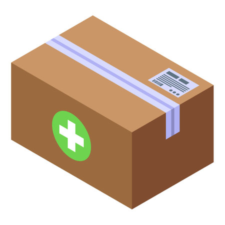 Drug delivery parcel icon. Isometric of drug delivery parcel vector icon for web design isolated on white backgroundのイラスト素材