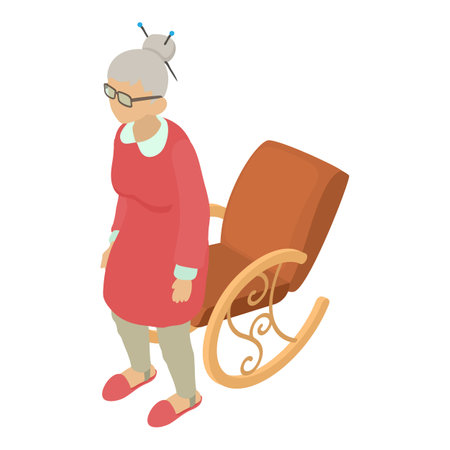Elderly woman icon, isometric styleのイラスト素材