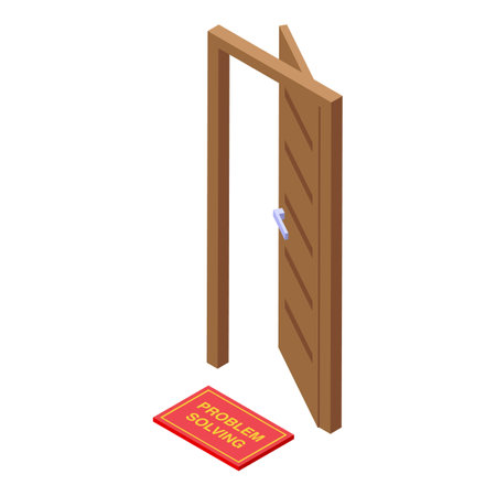 Door problem solving icon, isometric styleのイラスト素材