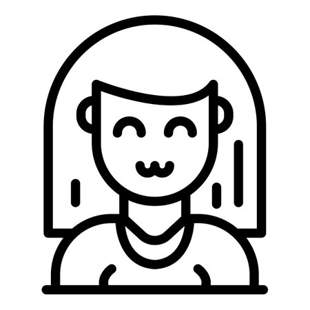 Morning smiling woman icon, outline styleのイラスト素材