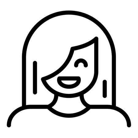 Woman smiling icon, outline styleのイラスト素材