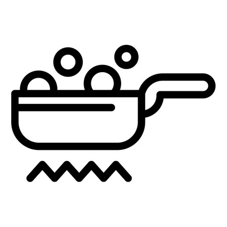 Frying pan icon, outline styleのイラスト素材