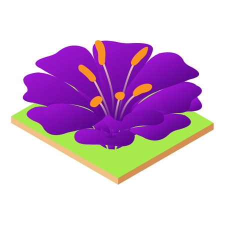 Violet flower icon, isometric styleのイラスト素材