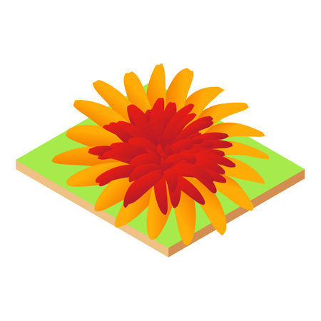 Bright flower icon, isometric styleのイラスト素材