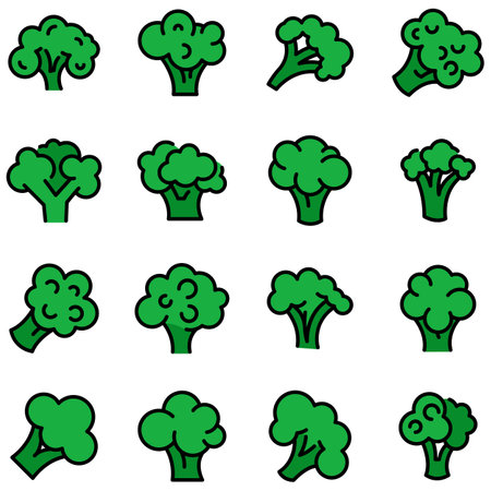 Broccoli icons set vector flatのイラスト素材