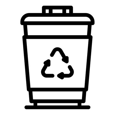 Plastic garbage bin icon, outline styleのイラスト素材