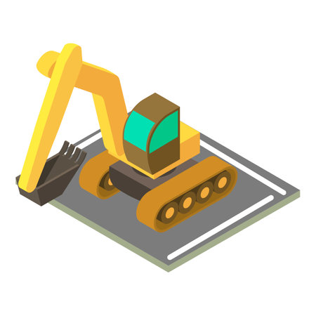 Crawler excavator icon, isometric styleのイラスト素材