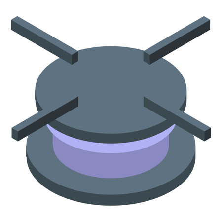 Pan burning gas stove icon, isometric styleのイラスト素材