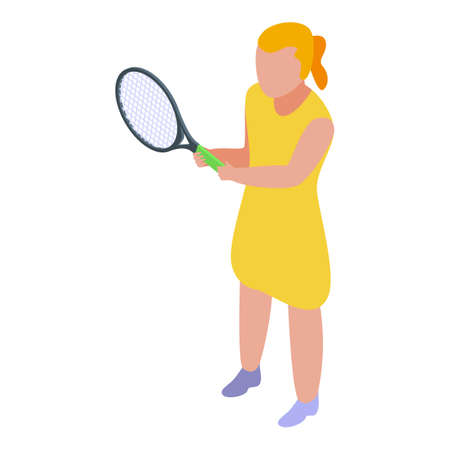 Female tennis player icon, isometric styleのイラスト素材