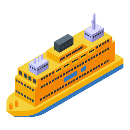 Ferry transport icon, isometric styleのイラスト素材