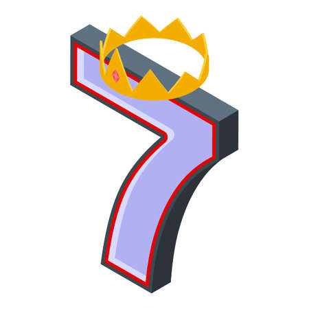 Crown seven icon, isometric styleのイラスト素材