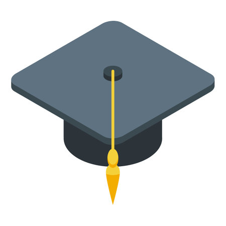 Degree cap icon, isometric styleのイラスト素材