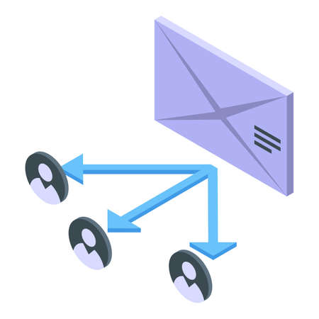 Customer database mail icon, isometric styleのイラスト素材