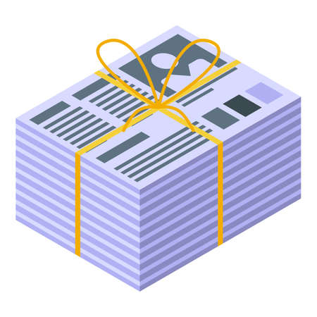 Pack of newspapers icon, isometric styleのイラスト素材