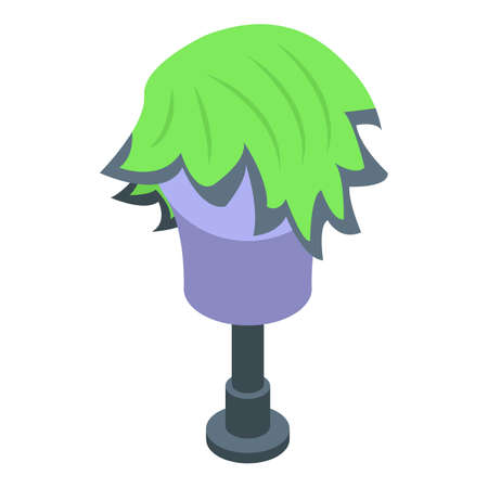 Green male wig icon, isometric styleのイラスト素材