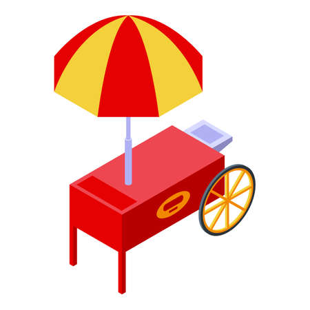 Cart with fast food icon, isometric styleのイラスト素材