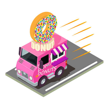 Donut delivery icon, isometric styleのイラスト素材