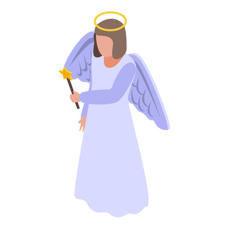 Magic angel icon, isometric styleのイラスト素材