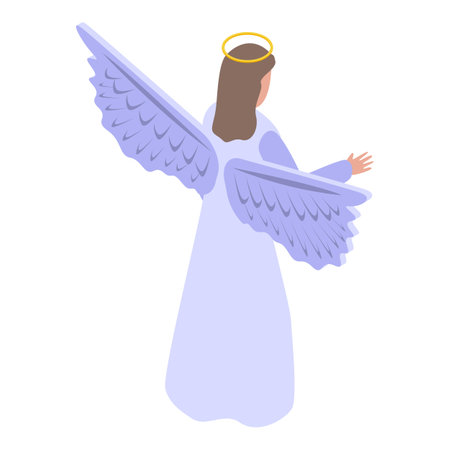 Christmas angel icon, isometric styleのイラスト素材