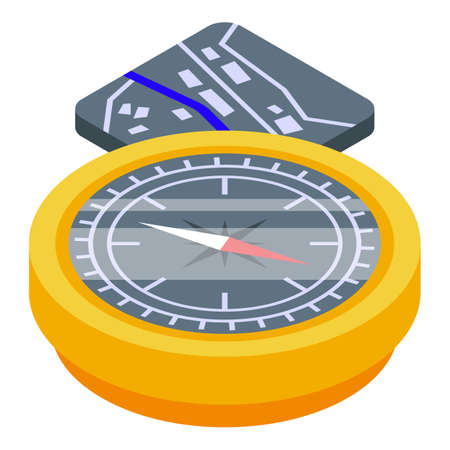 Compass and map icon, isometric styleのイラスト素材