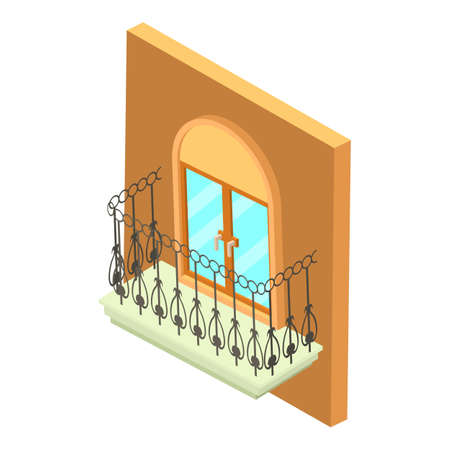 Forged balcony icon, isometric styleのイラスト素材