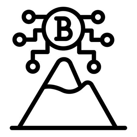Blockchain mountain icon, outline styleのイラスト素材