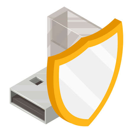 Usb protection icon, isometric styleのイラスト素材