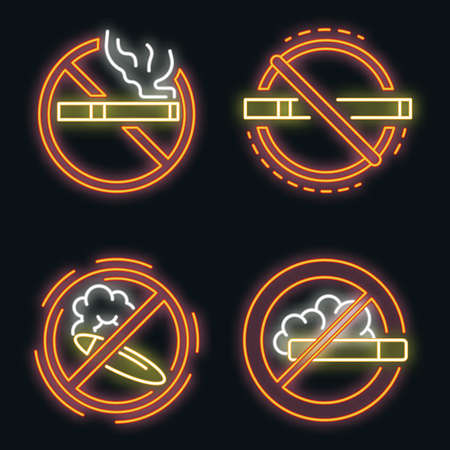 No smoking sign icon set vector neonのイラスト素材