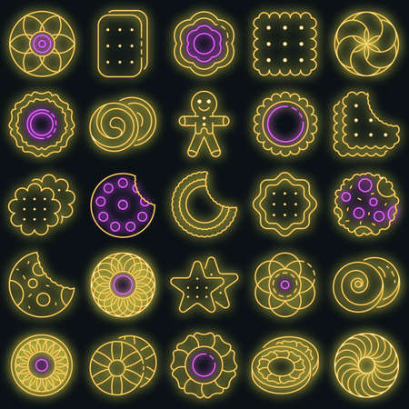Biscuit icon set vector neonのイラスト素材