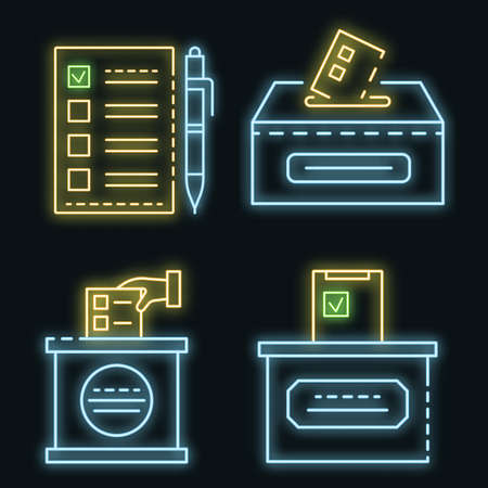 Ballot icon set vector neonのイラスト素材