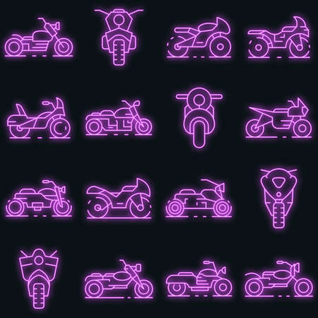 Motorbike icons set vector neonのイラスト素材