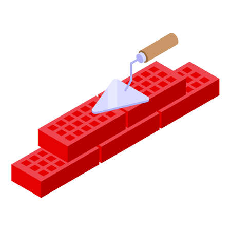 Brick wall construction icon. Isometric of brick wall construction vector icon for web design isolated on white backgroundのイラスト素材