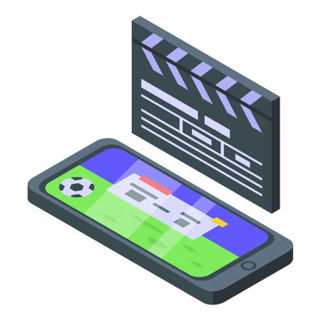 Phone tv icon. Isometric of Phone tv vector icon for web design isolated on white backgroundのイラスト素材